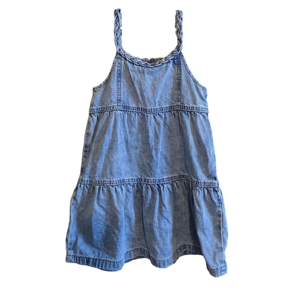 Braided Denim Tiered Girls Dress Size 5 Super Cute & Lightweight